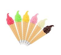 OFFSCH 6pcs Ice Cream Cone Ballpoint Pens Creative School Supplies with Vivid Hard Plastic Shell and Smooth Ink Portable Signature Pens for Adults Writing