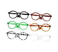 OFFSCH 6pcs Mini Eyeglasses Props for Dress Up Doll Accessories Adorable Small Decorative Glasses with Black Transparent Brown Tortoise Green and Tea Frames Stylish for DIY Doll Fashion