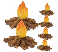 OFFSCH 6Pcs Miniature Campfire Model Resin Fire Pit Landscaping Props for Garden Decoration DIY Handmade Micro Landscape Party and Camping Theme Scene Settings