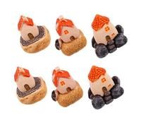 OFFSCH 6pcs Miniature Resin House Rustic Fairy Garden Bonsai Decoration Micro Landscape Village Accessories for DIY Craft Home Ornament