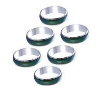 OFFSCH 6pcs Mood Rings 6mm Wide with 16mm Inner Diameter, Color Changing Emotion Rings for Boys, Birthday Party Costume Props and Dress-up Accessories