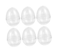 OFFSCH 6pcs Plastic Easter Candy Boxes, Medium Size 7x9cm Hollow Egg-Shaped Storage Containers for Party and Biscuit Packing
