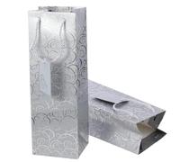 OFFSCH 6pcs Silver Wine Bags Paper Tote Sturdy and Reusable Wine Hand Bag with Elegant Style for Wedding Or Party Use