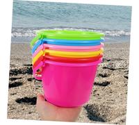 OFFSCH 6pcs Small Sand Buckets with Handles for Lightweight Summer Beach Buckets in Six Colors Safe Wear Resistant Sand Dig Pails for Outdoor Play and Seaside Fun