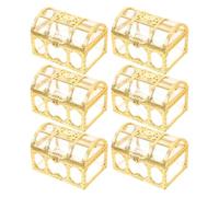 OFFSCH 6Pcs Wedding Candy Boxes Gold Small Treasure Chest Favor Boxes 7.4X5.2X5Cm Party Candy Containers for Wedding Party Supplies and Treat Packaging