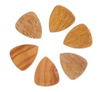 OFFSCH 6pcs Wooden Guitar Picks Set, Mixed Rosewood Walnut Olive Wood Plectrums for Acoustic Folk and Electric Bass Guitar Practice, Compact Portable Picks for Guitarists Random Color