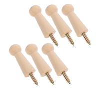 OFFSCH 6pcs Wooden Wall Hook Peg Small Shaker Pegs Screw Solid Wood Hook for Hanging Door Towel Hanger in Bedroom Kitchen