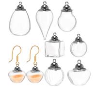 OFFSCH 7pcs Mini Glass Jars Clear Small Vials for DIY Jewelry Making Pendant Crafting Miniature Transparent Bottles for Organizing Jewelry Sand Wishing Paper Portable Tiny Glass