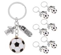 OFFSCH 7pcs Simulated Football Keychains Sports Keyring Backpack Charm Unique Design Zinc Alloy Collectible Sports Themed Decoration for Fans Holidays