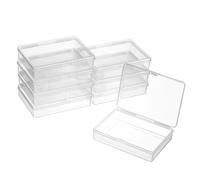OFFSCH 8 Pcs Small Clear Plastic Storage Boxes with Lids Transparent Rectangular Organizer for Jewelry Rings Trinkets Compact Stackable Containers for Craft and Travel Use