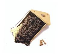 OFFSCH 8-string Triangle Plated Mandolin Tailpiece Gold Cover and Screws Mandolin Replacement Part Flower Pattern Suitable for Makers and Guitar String Repair
