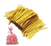 OFFSCH 800 Pcs Sealing Present Bag Ties Twists Party Candy Reusable Twist Ties Sweets Cellophane Treat Bag Wrapping Resealable Floss Fruit Bread Cinch Oven Golden