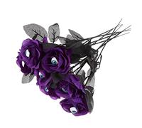 OFFSCH 8pcs Eye Flower Arrangement Bride Rose Bouquet Fake Rose Flowers Wedding Rose Bouquet Silk Rose Stems Gothic Black Roses Halloween Eye Ball Flowers Polyester Flower Rose Artificial