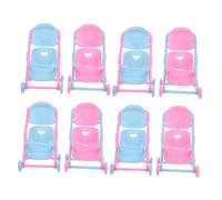 OFFSCH 8pcs Miniature Doll Stroller for Role Play Sturdy Plastic Doll Pushchair Accessories Realistic Detailing Pram for Dollhouse Play and Imaginative Activities