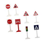 OFFSCH 8pcs Miniature Traffic Signs Roadblocks and Traffic Lights for DIY Sand Table Decor Educational Ornaments for Early Transportation Safety