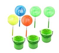 OFFSCH 8pcs Outdoor Catching Set with 5 Retractable Insect Nets and 3 Foldable Fish Buckets, Telescopic Butterfly and Fishing Nets for Boys and Nature Exploration Random Random Color