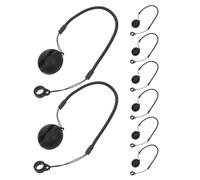 OFFSCH 8pcs Retractable Stylus Pen Cord with Anti-lose Spring and Flexible Silicone Ring Design for Clipboards and Checkout Counters, Black Elastic Lanyard for Back to School Decor