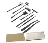 OFFSCH 9pcs Mini Zen Garden Rake Set Plastic Sand Rakes for DIY Miniature Garden Decoration and Meditation with Storage Box for Home Office