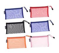 OFFSCH A6 Zipper Mesh Pencil Pen Bag Set of 6 Multipurpose Travel Cosmetic Accessories for Office and School Use Sturdy Mesh Design Easy to Organize