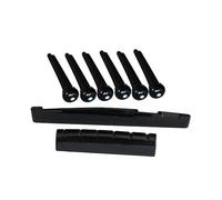 OFFSCH Acoustic Guitar Accessories Set Including Black Plastic Bridge Saddle Nut Guitar Pins Ultra Thin Design with Lightweight Parts for Guitarists