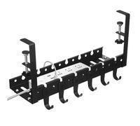 OFFSCH Adjustable No Drill Cable Management Tray Under Desk Black Carbon Steel Wire Organizer with Hooks for Office Home Workshop Professional Underdesk Cable Storage Rack for Tidy