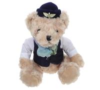 OFFSCH Airline Stewardess Plush Bear Doll 25Cm Blue Flight Attendant Stuffed Animal Soft Plush for Bedroom Sofa Random Style