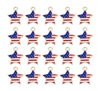 OFFSCH American Flag Star Pendant Charms for Independence Day Celebrations 20pcs Alloy Material, Scrapbooking Accessory for DIY Jewelry Making for Bracelet and Sweater Chain