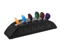 OFFSCH Artistic Japanese Minimalist Guitar Pick Holder Base with Reliable Spring Clamp Vintage Black Vinyl Design for Acoustic Electric Bass Guitar Accessories