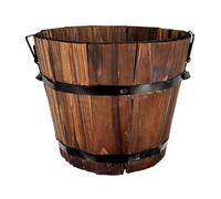 OFFSCH Barrel Planter Small Wooden Flower Pot 4.65 Inch Carbonized Wood Plant Container for Indoor Outdoor Garden Patio Balcony
