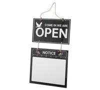 OFFSCH Business Hour Sign Open Display Sign Double-sided Hanging Black Glass Plastic Wood Simple Design Decorative Delicate Vintage for Clubs Nail Salons