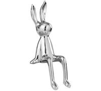 OFFSCH Ceramic Bunny Figurine Sitting Rabbit Decor in Silver for Desktop Decoration and Shelves Display, Unique Compact Design for Party and Home Accents