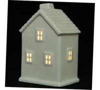 OFFSCH Ceramic House Shaped Ornament Light Grey Christmas Decor for Desk Bookshelf and Home for Festive Celebrations and Holiday Giving