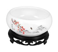 OFFSCH Ceramic Hydroponic Daffodil Planter Bowl with Base for Indoor Gardening 16-17cm Decorative Water Lily Pot for Hydroponic Narcissus and Lotus Planting