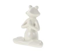 OFFSCH Ceramic Yoga Frog Decor Figurine Glossy White Desktop Ornament Home Craft Decoration Handicraft Artware for Living Room and Office