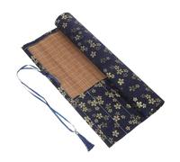 OFFSCH Chinese Calligraphy Brush Roll Wrap Pen Storage Bag for Students, Yellow Blue Floral Portable Brush Pen Pouch for Painting and Calligraphy Art Supplies