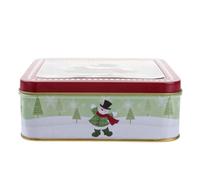 OFFSCH Chocolate Christmas Candy Tin Christmas Tin Containers Xmas Boxes Baking Square Packing Wrap Red