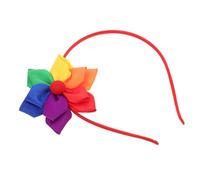 OFFSCH Colorful Rainbow Headband with Handmade Floral Accents Soft Ribbon Hairband for Women Festival Party Accessory Comfortable All Day Wear Vibrant Spring Event Headpiece