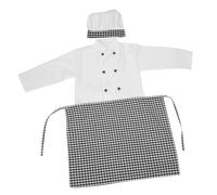 OFFSCH Cook Chef Costume with Long Sleeve Checkered Apron Baker Hat Cooking Coat for Role Play Baking Game Outfit to Inspire Skills and Kitchen Fun