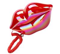 OFFSCH Creative Red Lips Telephone Decorative Landline Phone Ornament in Lightweight ABS Material for Home Decoration and Props, Stylish Red-Lip Shaped Dial Phone Accent
