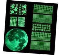 OFFSCH Dark Moon and Stars Wall Stickers Luminous PVC Decals for Bedroom and Kindergarten Decoration Creative Self-Adhesive Night Sky Pattern Easy Peel-Off Nursery Ceiling Decor