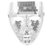 OFFSCH Disco Party Silver Mirrored Face Cover Dancing Party Prop Halloween Costume Accessory for Festival and Game Night