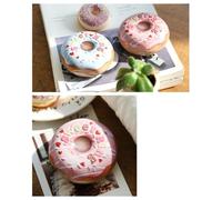 OFFSCH Donut Shaped Tinplate Candy Box with Delicate Pattern, Multi-purpose Cookie Storage Container, Seam Tightly Sealed Pink Biscuit Box for Birthday Party and Engagement