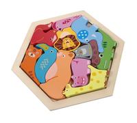 OFFSCH Educational Wooden Animal Puzzle for Interactive Cartoon Forest Animal Shapes Early Learning Cognition for Activity Bright Colors and Creative Geometric Design