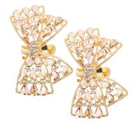 OFFSCH Elegant Shoe Bow Clips Removable and Easy Installation for Women 2pcs Crystal Rhinestone Alloy Material Shoe Embellishment in Golden for Party and Wedding Accessories