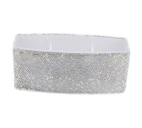 OFFSCH Elegant Vanity Brush Organizer with Compartments Rhinestone Accented Rectangular Makeup Storage Box for Brushes Pens and Office Supplies Bling Cosmetic Holder for Desk and Dressing