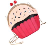 OFFSCH Fashionable Red Pu One-shoulder Bag with Moderate Capacity and Creative Cake Ice Cream Design, Convenient Storage Pouch Suitable for Working and Occasions