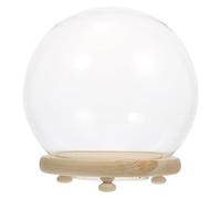 OFFSCH Glowing Eternal Flower Glass Cover with Wooden Base, Decorative Glass Dome for Small Decorative Items and Dried Flowers, for Nighttime Romantic Atmosphere