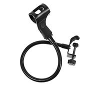 OFFSCH Gooseneck Microphone Holder Clip-on Stand, Adjustable Iron Spray-painted Microphone Bracket with Wide Compatibility for Radio Station and Tv Station, Black