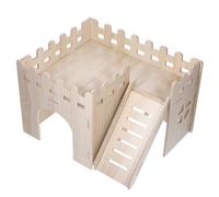 OFFSCH Guinea Pig Wood Cabin House with Climbing Ladder Beige Comfortable Resting Place for Hamsters and Hedgehogs