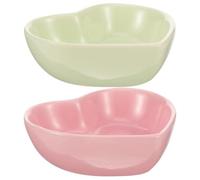 OFFSCH Hamster Bowl 2PCS Heart Shaped Ceramic Pet Feeder with Anti-turning Design for Bunny and Gerbil Cage Corners